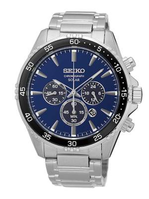 Karnvera Shop นาฬิกาข้อมือผู้ชาย Seiko Solar Mens Analogue Solar Watch with Stainless Steel Bracelet SSC445P1