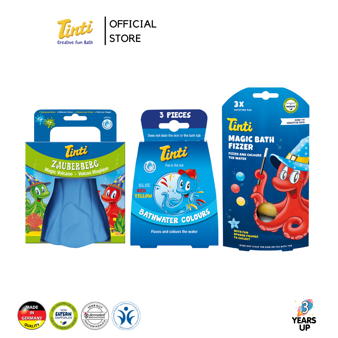 TINTI® ชุดของเล่นอาบน้ํา ภูเขาไฟใต้น้ำและบาธบอมบ์ ไร้สารเคมี ผลิตที่เยอรมนี Explorer Set ของใช้เด็ก ของเล่นเด็ก บาธบอลเด็ก ของเล่นอ่างอาบน้ำ