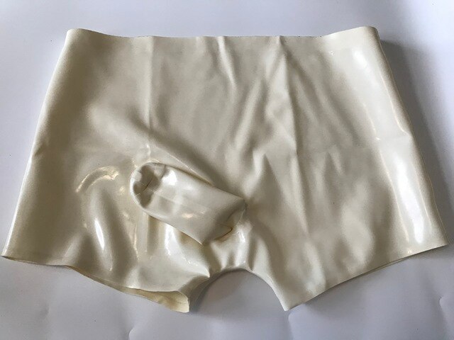 Купить Экзотическая одежда  Sexy Mens Transparent Latex Boxer Brief with  Condom Rubber Underwear Customize
