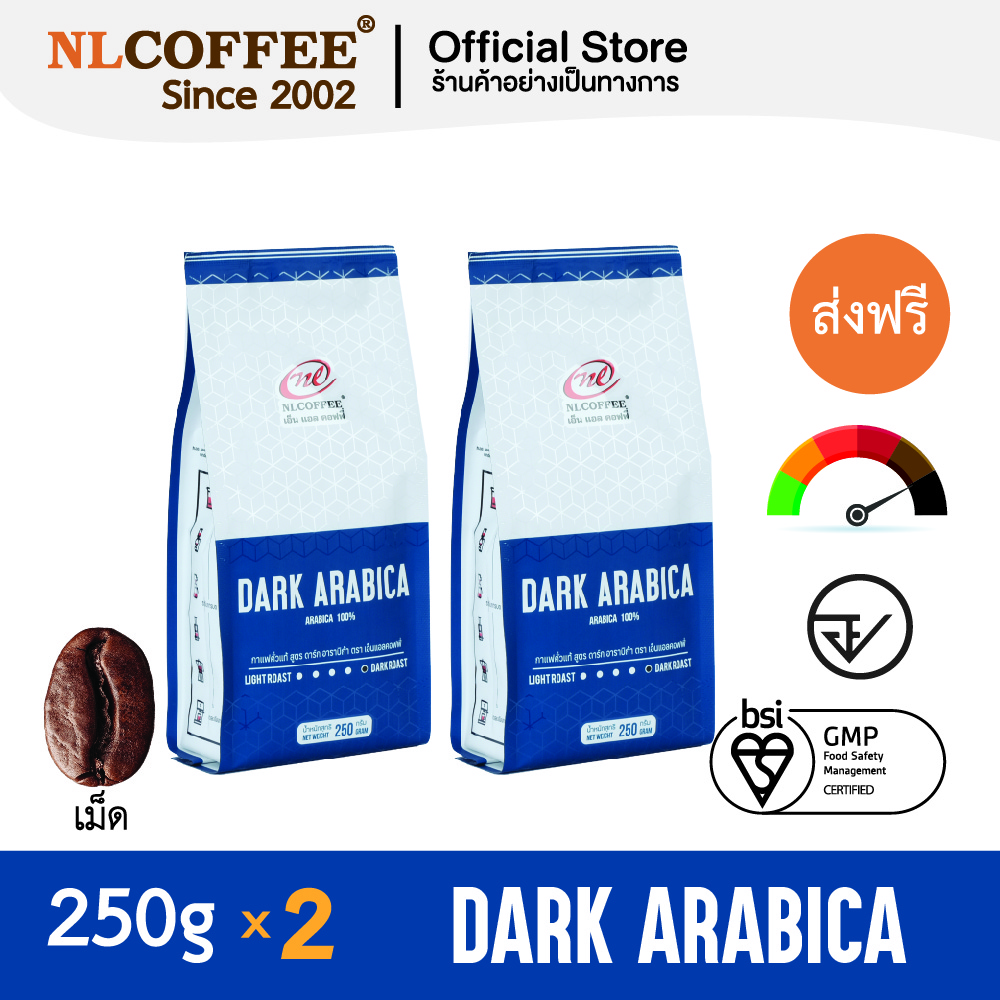 เมล็ดกาแฟคั่ว Dark Arabica by NLCOFFEE (250กรัม 2แพ็ค) กาแฟ อาราบิก้า100%