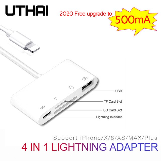 ZZOOI UTHAI C55 For iPhone USB3.0 Lightning XQD TF SD Card Reader 5in1