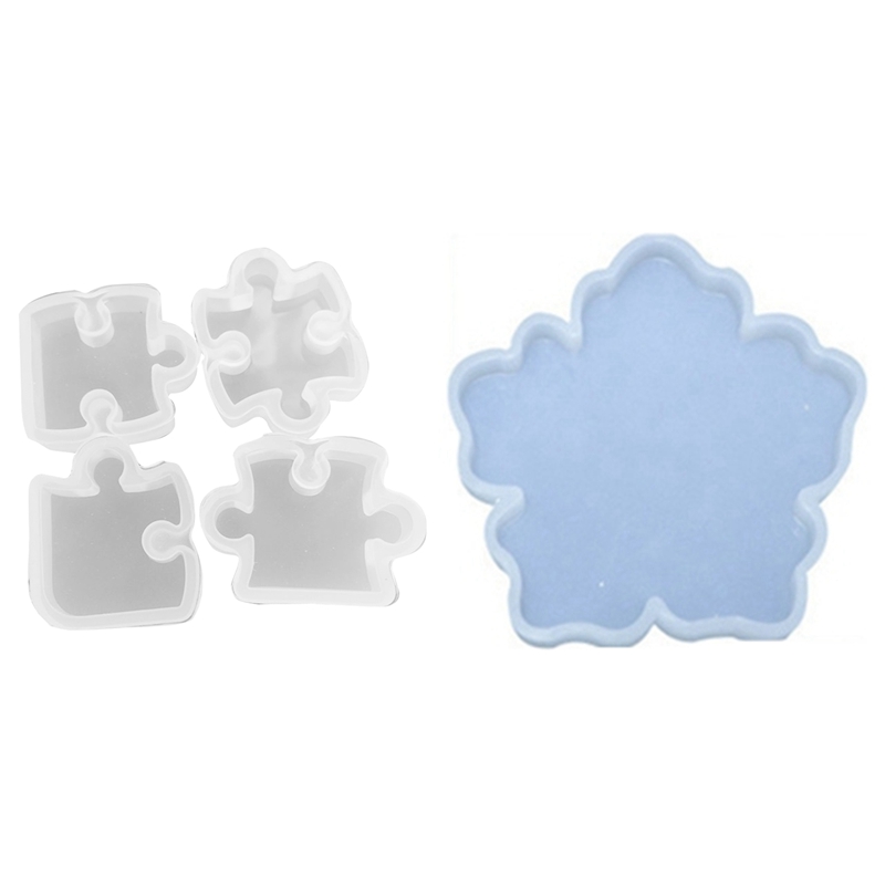 Sakura Tea Tray Coaster Silicone Mold Tray Making,Small with DIY Jigsaw Puzzle Mold Silicone Can Be Assembled