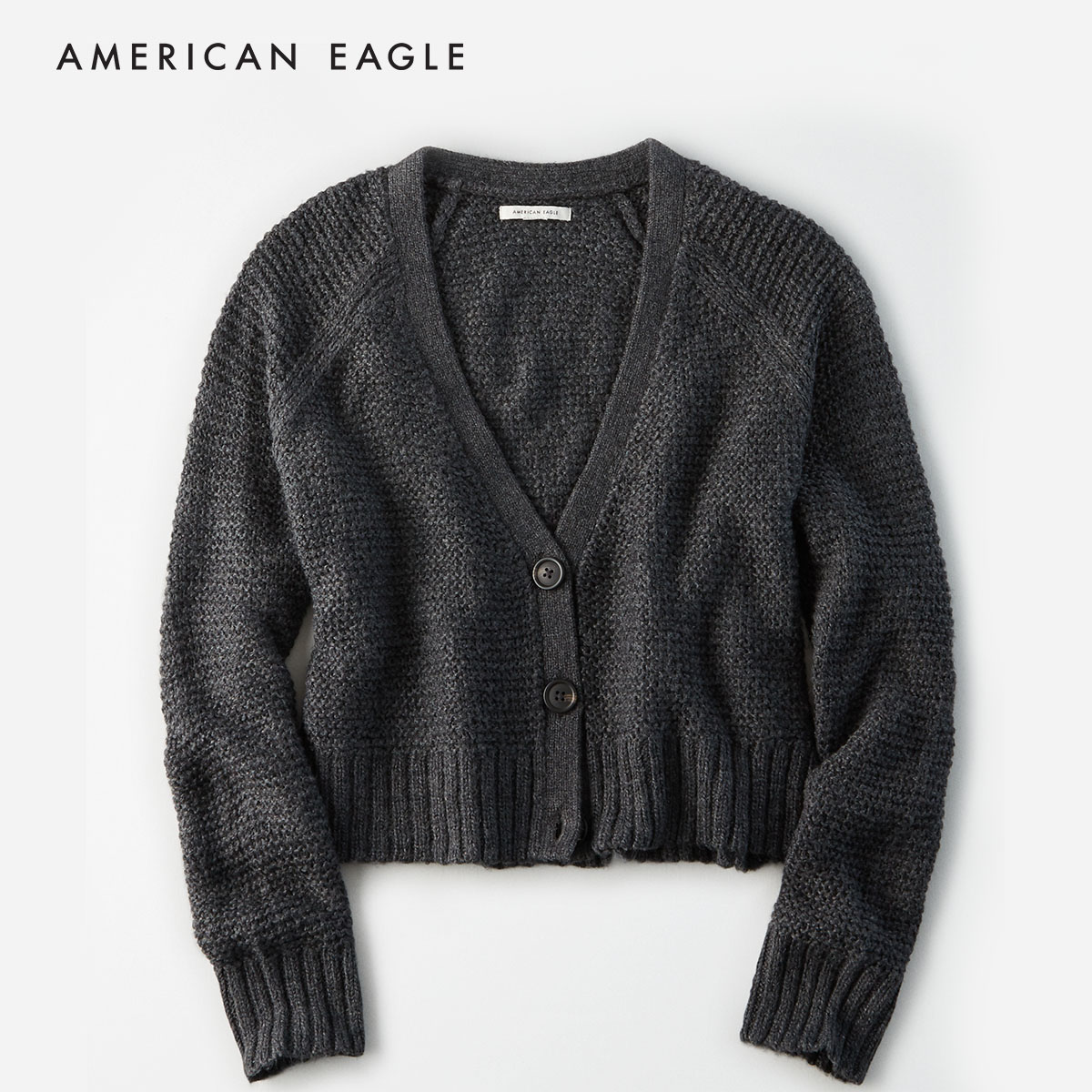 American Eagle Boxy Cropped Button Up Cardigan เสื้อ คาร์ดิแกน ผู้หญิง บ็อกซี่ ครอป(034-8926-008)