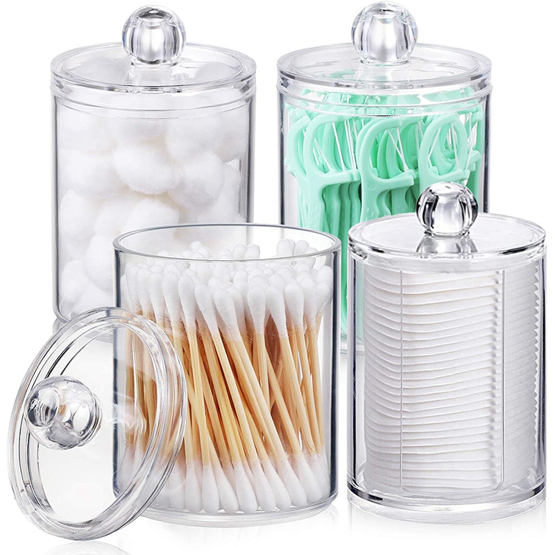 Qtip Holder Dispenser for Cotton Ball, Cotton Swab,Apothecary Jar with Lids for Bathroom Canister Storage Organization