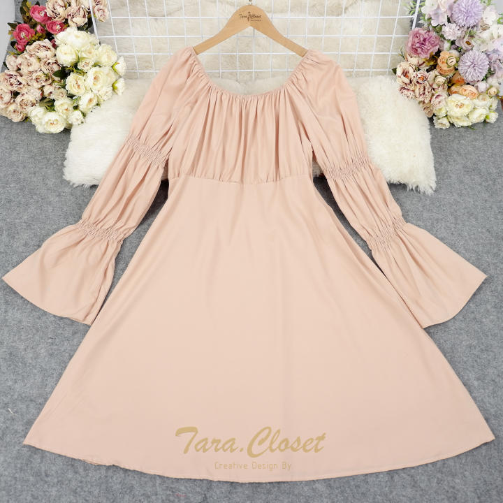 PE060 TARA Dress Bigsize ชุดเดรสญาญ่า คอเหลี่ยม ปาดไหล่ แขนยาว สม็อกแขน เนื้อผ้าไหมอิตาลี ผ้าเบาพริ้ว สวย ใส่สบาย – No Brand – 1921126368_TH-6071904789 >>> 🇹🇭 Top1Thailand 🛒 >>> lazada.co.th 🇹🇭 🇹🇭 🇹🇭🛒🛍🛒