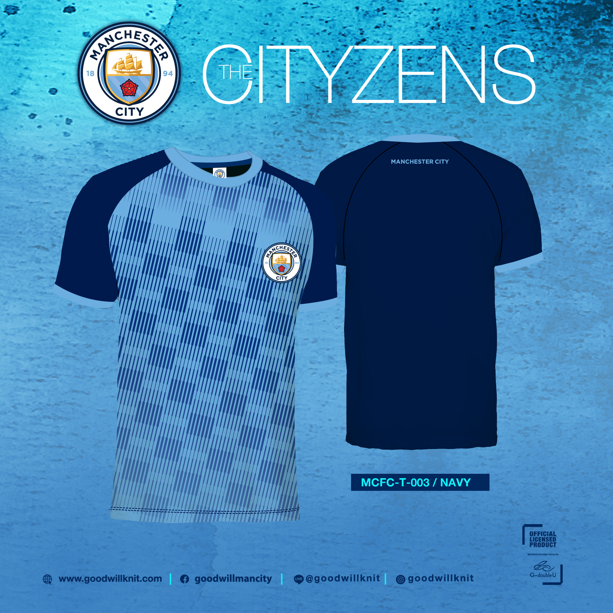 Goodwillknit Manchester City เสื้อคอกลม แมนซิตี้ ลิขสิทธิ์ ผ้ากีฬา รุ่น MT003 มี 2 สี
