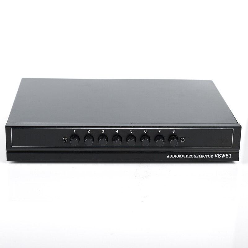 AV Switch Box 8 in 1 Out AV Audio Video Signal Composite RCA Switcher 8 to 1 Audio and Video Switcher