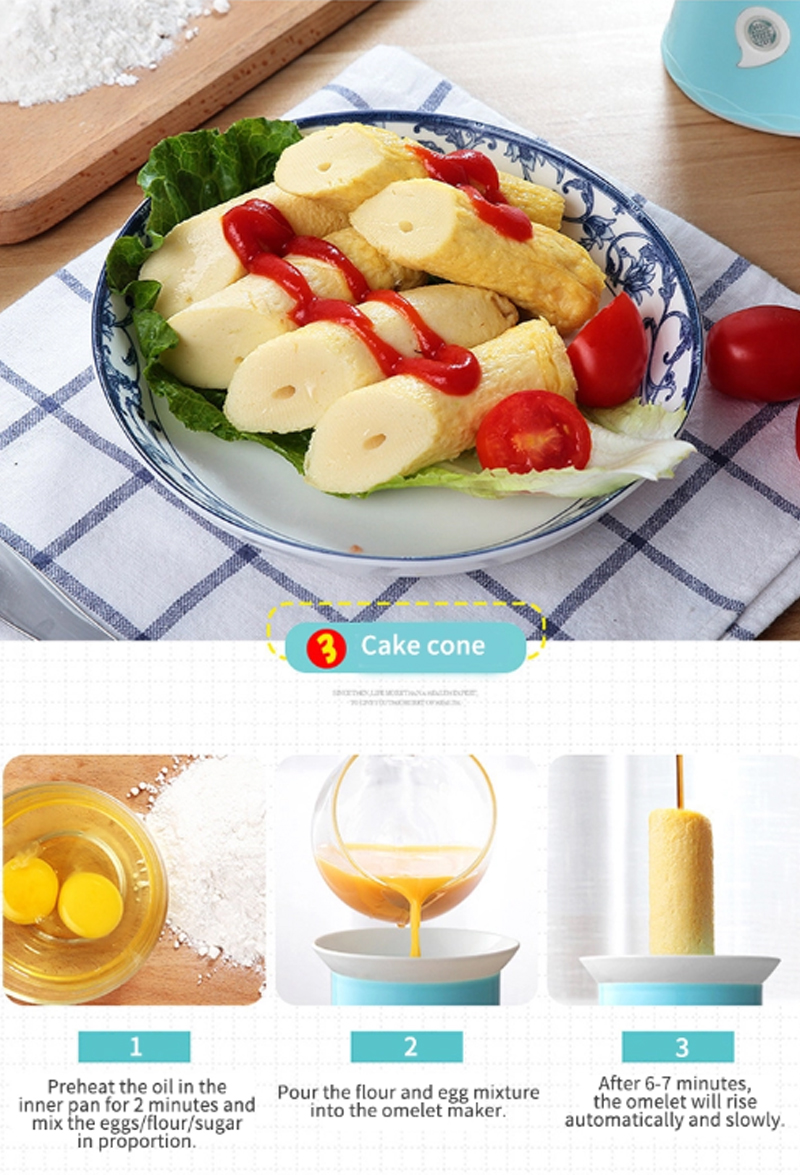 JIASHI Máy Làm Đồ Ăn Sáng Đa Chức Năng Omelette, Máy Làm Bánh Chống Dính, Cốc Trứng, Chất Liệu PP