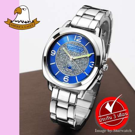 AMERICA EAGLE นาฬิกาข้อมือผู้หญิง สายสแตนเลส รุ่น AE003L - Silver / Blue AMERICA EAGLE นาฬิกาข้อมือผู้หญิง สายสแตนเลส รุ่น AE003L - Silver / Blue