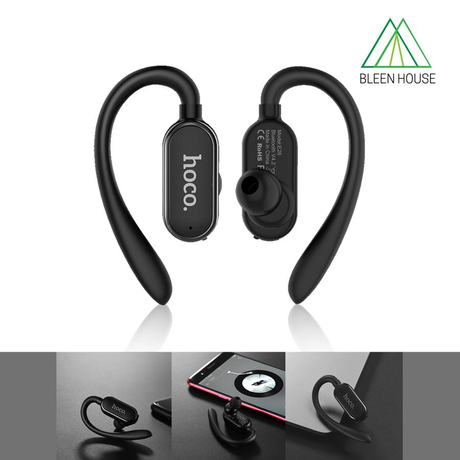 Bleen house HOCO Wireless Headset Bluetooth 4.2 หูฟังบลูทูธรูปทรงตะขอ Hoco E26 ใช้ได้กับมือถือทุกรุ่นทุกยี่ห้อ หูฟังบลูทูธ Bluetoothสำหรับติดรถยนต์พร้อมไมโครโฟน รุ่น  ของแท้ 100%