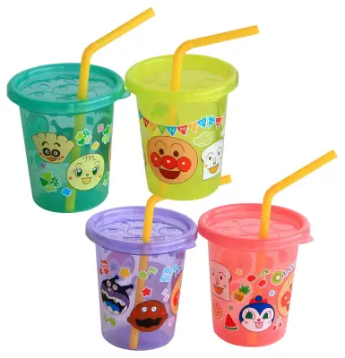 Anpanman Lid with Straw Cup Small (180ml) 4 Pack