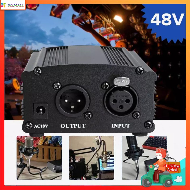 48v Phantom Power Supply สำหรับไมโครโฟน Microphone Studio Recording Karaoke Supply Equipment Audio Adapter DC Power
