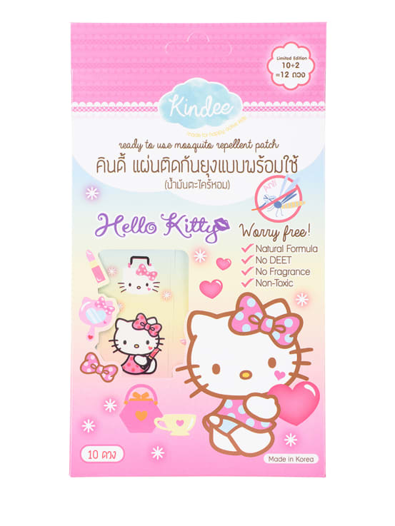 Kindee คินดี้ แผ่นติดกันยุง Hello Kitty Design 12 ดวง