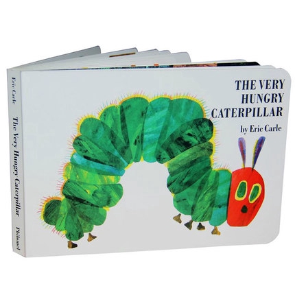 The Hungry Caterpillar มีรูโดย Eric Carle ภาษาอังกฤษการ์ดรูปภาพหนังสือนิทาน