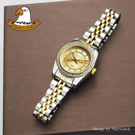 AMERICA EAGLE นาฬิกาข้อมือผู้หญิง สายสแตนเลส รุ่น AE085L - SilverGold/Gold