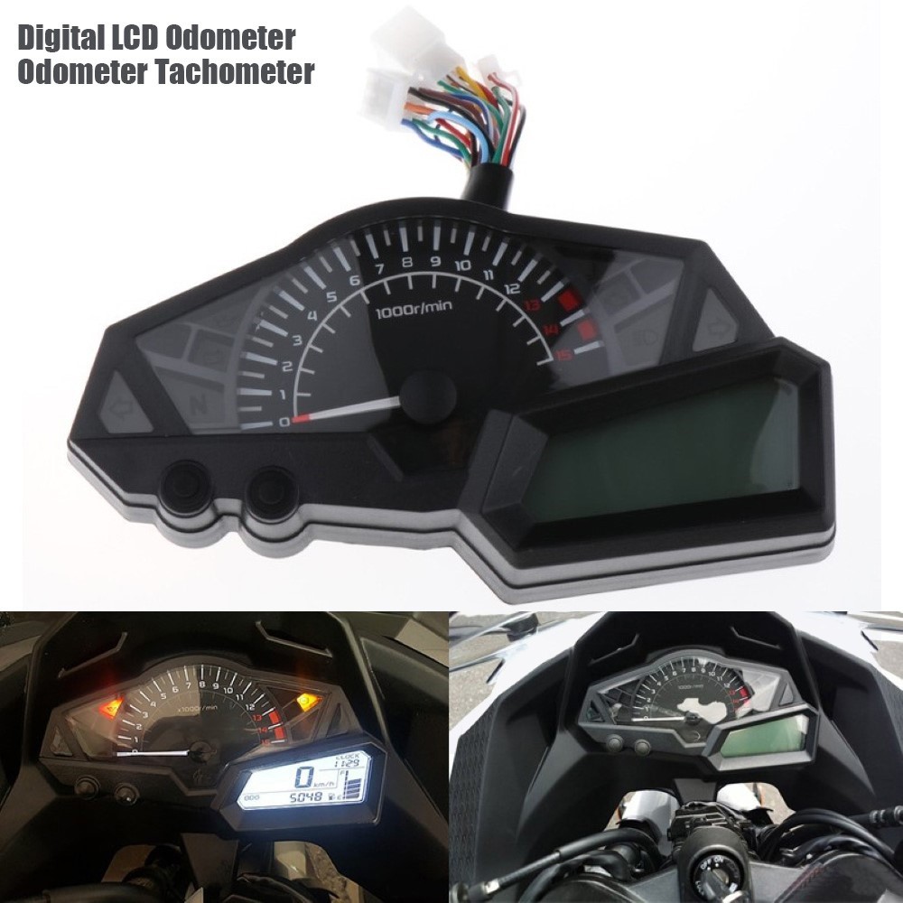 Motorcycle LCD Digital Speedometer Mini Motorcycle Meter Carburetor Meter Motorcycle Odometer for Kawasaki Ninja 300