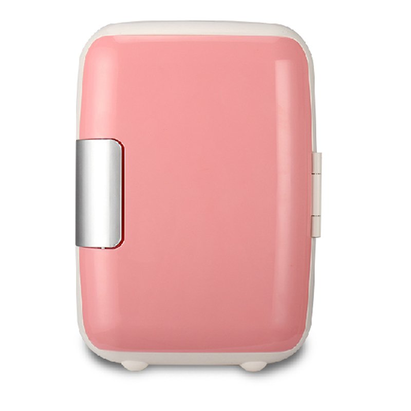 Dual-use Mini Fridge ตู้เย็นเล็ก ตู้เย็นมินิ แบบพกพา รุ่น 6L (ไฟบ้าน+ไฟรถ) - สีชมพู