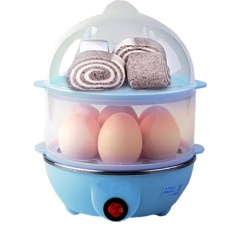 Egg Boilers เครื่องต้มไข่ หม้อนึ่งอเนกประสงค์ 2 ชั้น (Blue)