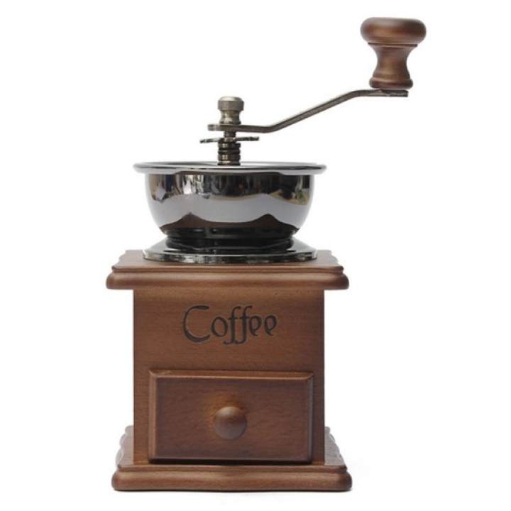 เครื่องบดกาแฟ Coffee Grinder แบบมือหมุน สแตนเลส (กล่องไม้คลาสสิค)