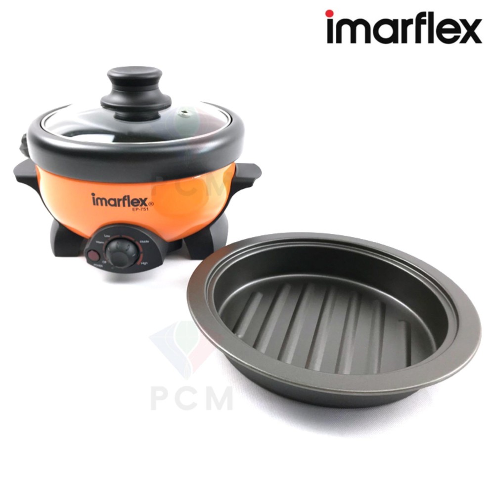 IMARFLEX  [Caple House] หม้อสุกี้และหม้อปิ้งย่าง รุ่น EP-751 1.1 ลิตร ได้ทั้งต้มและปิ้งย่าง ถอดล้างได้