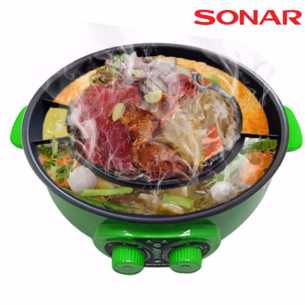 Sonar [PCM] หม้อสุกี้ เตาปิ้งย่างบาร์บีคิว ร้อนเร็วไม่ติดกระทะ รุ่น SF-M41 - สีเขียว