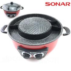 SONAR กระทะไฟฟ้า กระทะปิ้งย่าง เตาปิ้งย่าง หม้อสุกี้ บาร์บีคิว ชาบู BBQ รุ่น SF-M44 (สีแดง) ถอดล้างได้ อร่อยสนุกหลากหลายเมนู ทั้งปิ้ง ย่าง และชาบู 