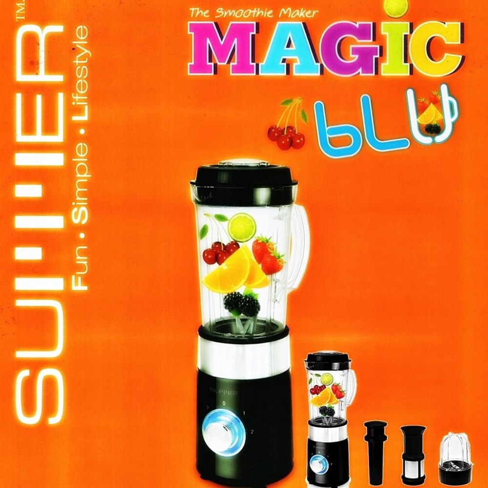 SUMMER MAGIC BLU ซัมเมอร์ เครื่องปั่นอเนกประสงค์ ทรงกลม สำหรับ น้ำผลไม้สด ซุป หรือสมูทตี้ ปั่น บด สับ ละเอียด ดีไซน์สวยงามด้วยไฟ LED รอบสวิตช์ มีระบบตัดไฟอัตโนมัติ และระบบล็อกนิรภัย (Safety Lock)