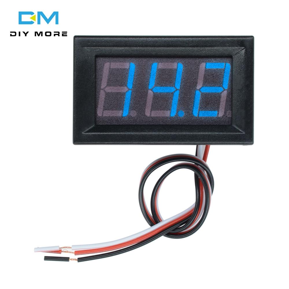 0.28/" 2 Wire Mini DC Digital Panel Voltmeter Panel Mount LED Voltage Yellow