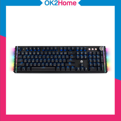 OKER K420 RGB Blacklit USB คีย์บอร์ดเกมมิ่งบลูสวิตซ์แผงโลหะ ไฟทะลุตัวอักษร