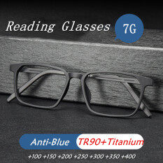OYKI Titanium Mens Reading Glasses TR90 Chống ánh sáng xanh Máy tính Khung Presbopic Kính+100 -+400