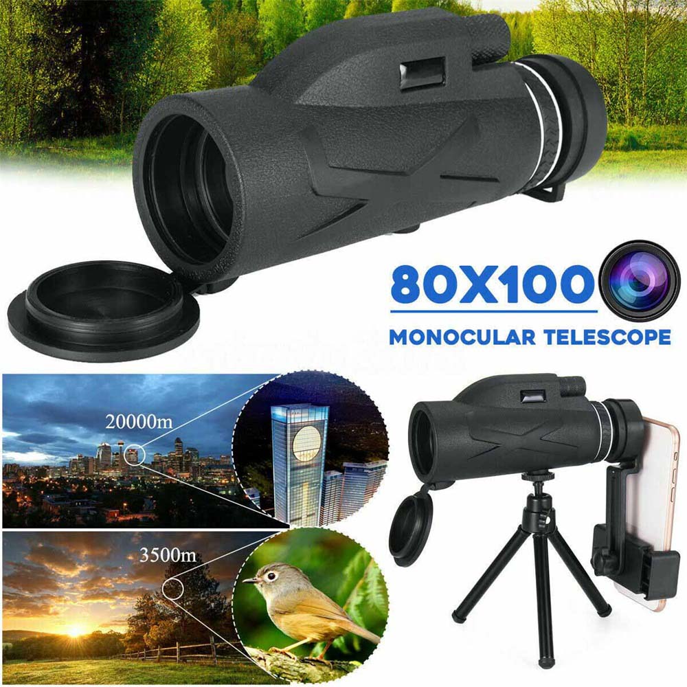 80X100 Monocular Telescope Super Zoom Optical Lens Binoculars Mini
