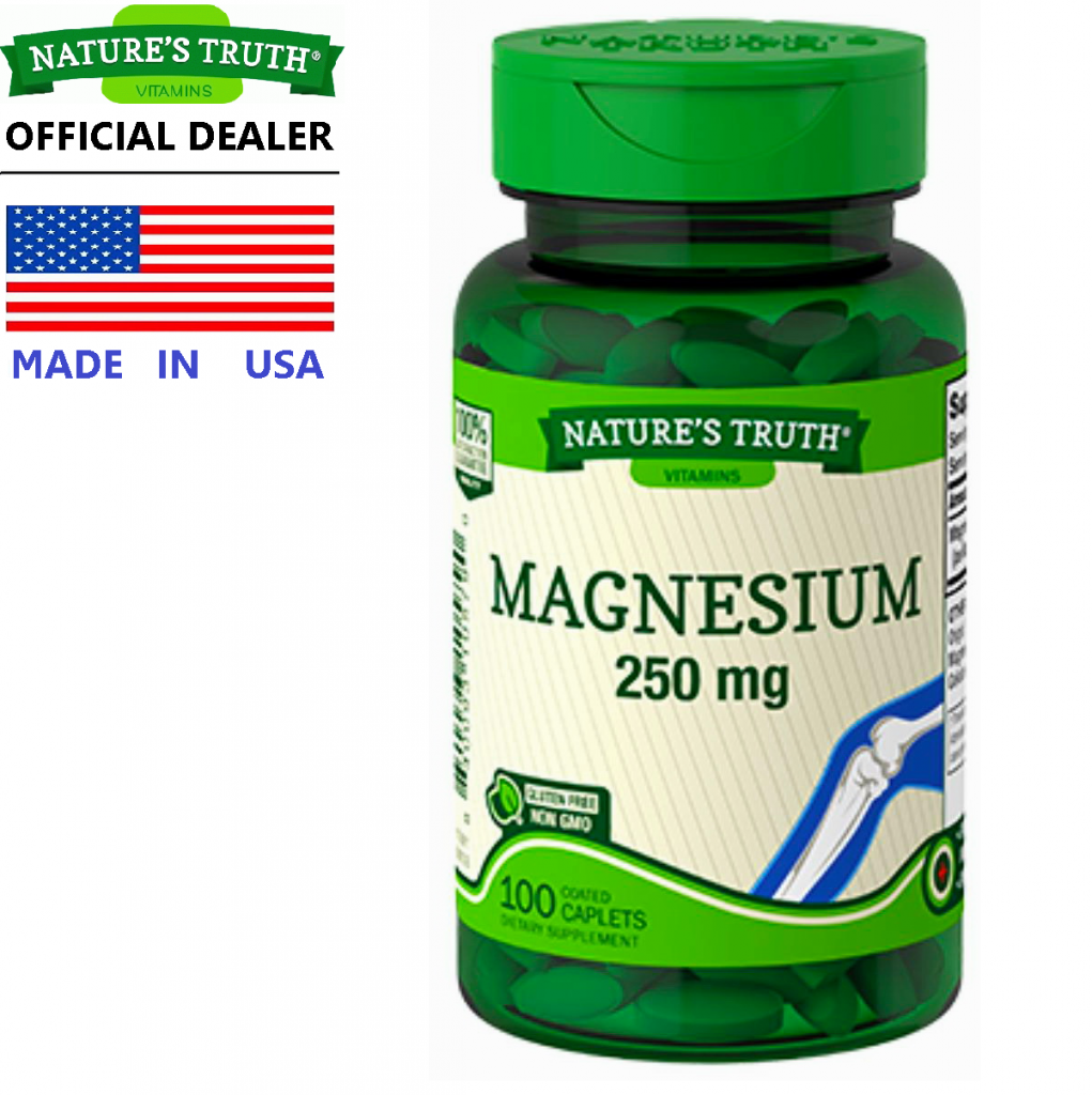 Nature’s Truth Magnesium 250 mg x 100 เม็ด เนเจอร์ ทรูทร์ แมกนีเซียม / กินร่วมกับ แคลเซี่ยม โคลีน ดีเอชเอ น้ำมันปลา โอเมก้า3 เมล็ดแฟลกซ์ กิงโกะ แปะก๊วย อาร์จินีน แอล-ธีอะนีน เลซิติน คริลล์ออย แมกนีเซียม ขมิ้นชัน วิตามินบี /