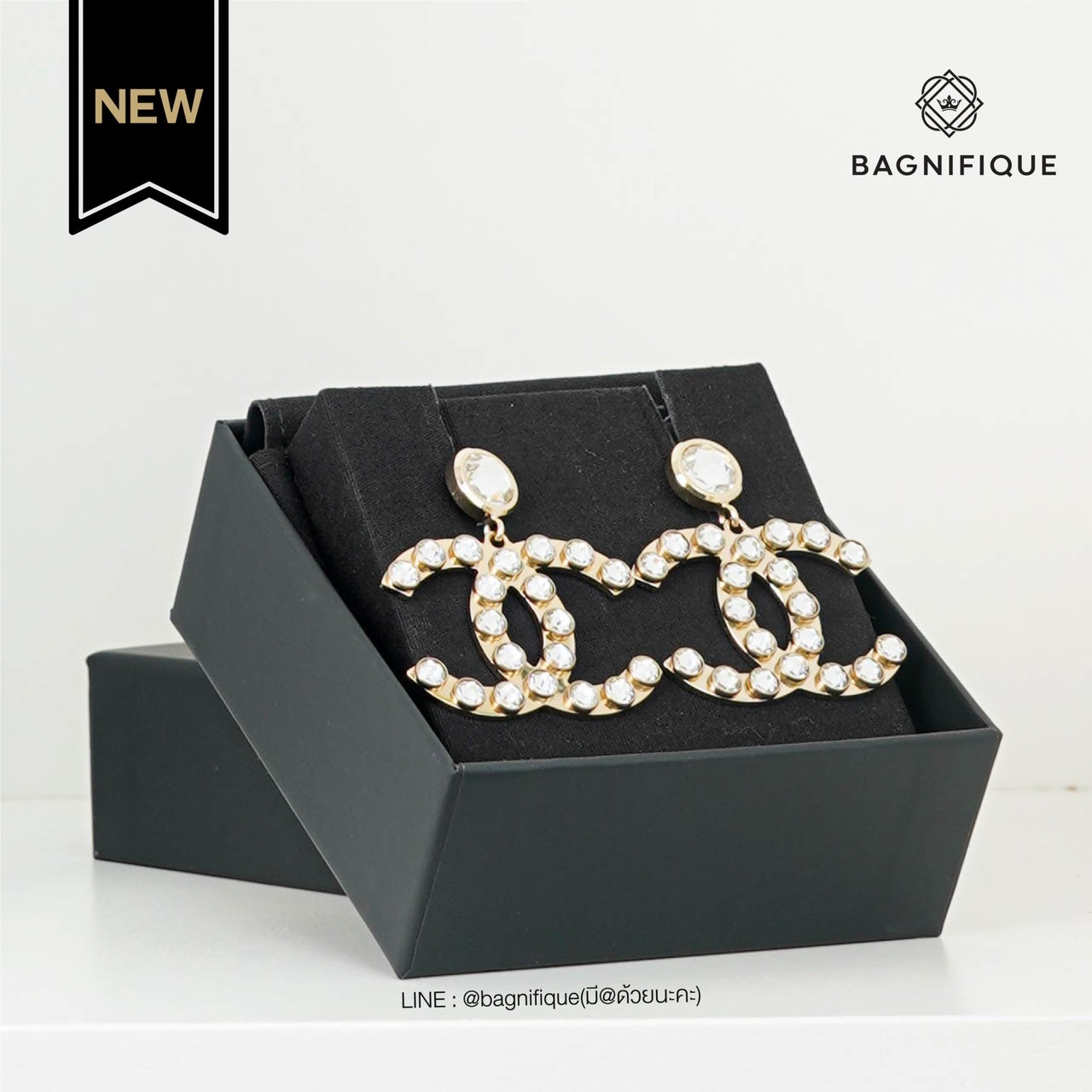 CHANEL EARRING JUMBO CC WITH CYSTAL GHW 3CM Lazada.co.th
