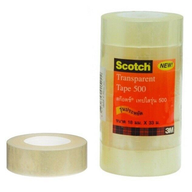 เทปใส แกน1  3M Scotch #500 ทุกขนาด Transparent Tape