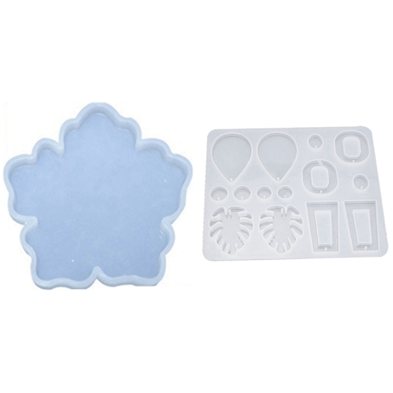 Sakura Tea Tray Coaster Silicone Mold for Diy Silicone Moulds with DIY Earrings Pendant Dangle Eearrings Silicone Mold