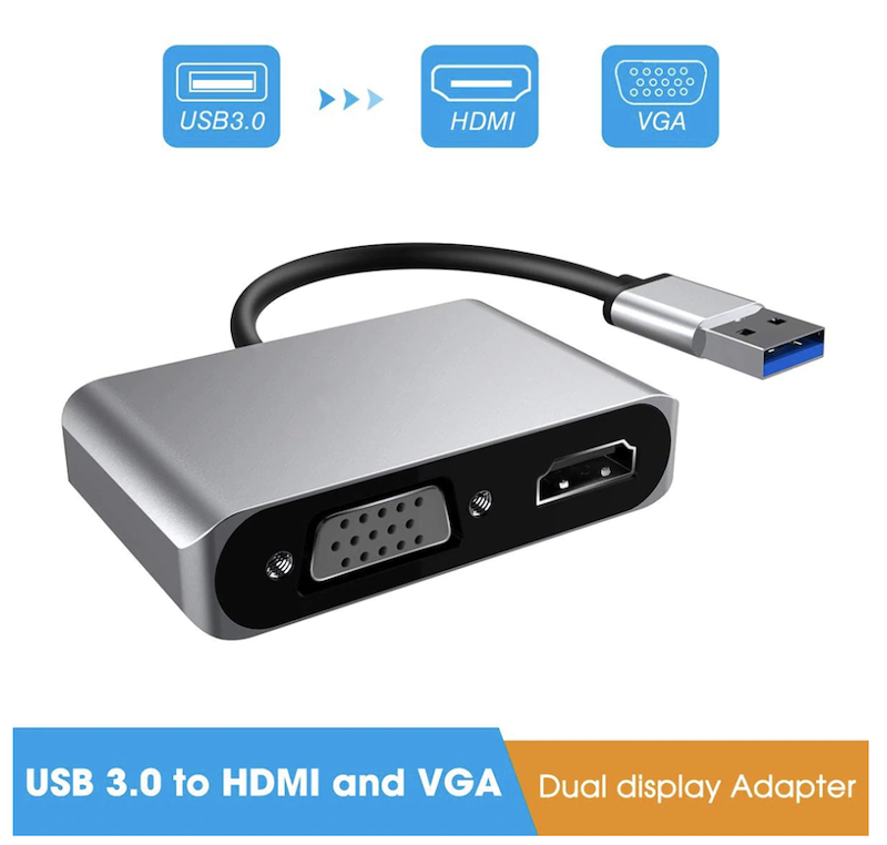 USB 3.0 TO HDMI VGA Adapter 4K HD 1080P จอแสดงผล 2in1 USB TO HDMI Converter audio Video สำหรับ MacBook คอมพิวเตอร์