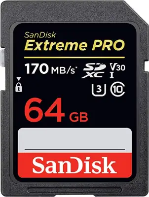 SanDisk Extreme Pro SD Card 64GB Max Speed Read 170MB/s Write 90MB/s (SDSDXXY_064G_GN4IN)