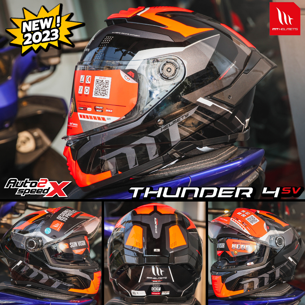 หมวกกันน็อค MT THUNDER 4 SV แว่น2ชั้น รุ่นใหม่ล่าสุด 2023 auto2speed