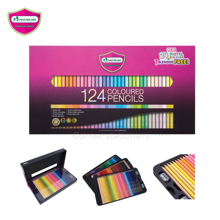 สีไม้ 124 สี มาสเตอร์อาร์ต Master Art รุ่น รุ่น MASTER SERIES (ดินสอสี 100 แท่ง+สีพาสเทล 24 แท่ง) 124 Coloured pencils