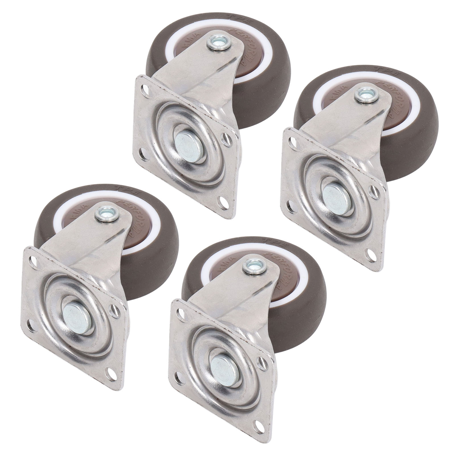 4PCS Heavy Duty Plate Casters ยางนุ่ม Chrome Plated Shock Resistance ...