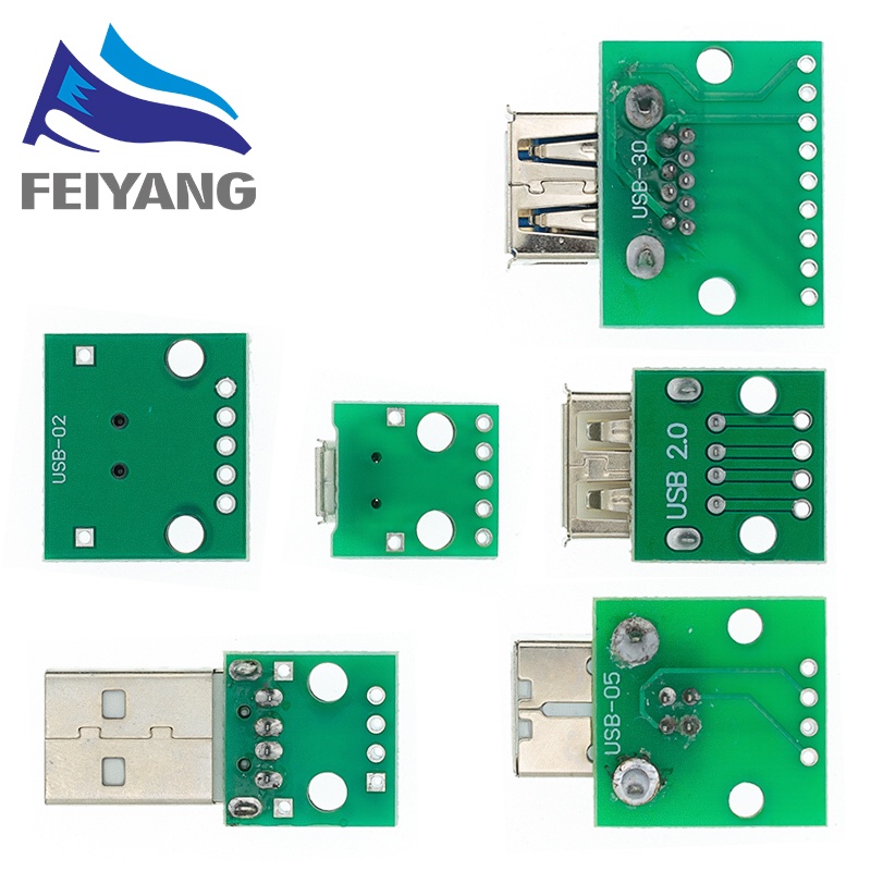 5pcs MICRO MINI USB2.0 3.0 Male Female USB to Dip Female B-type Square interface Printer Mike 5p patch to inline adapter board