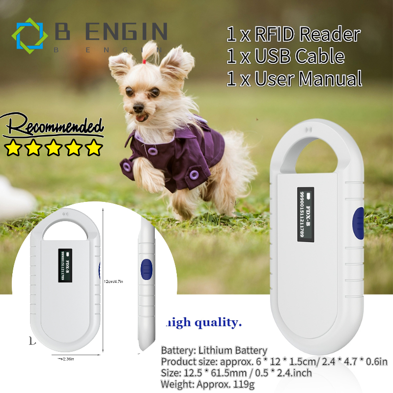 【มีของพร้อมส่ง】COD Portable Handheld Animal Chip Reader Pet Microchip Scanner Universal RFID Reader