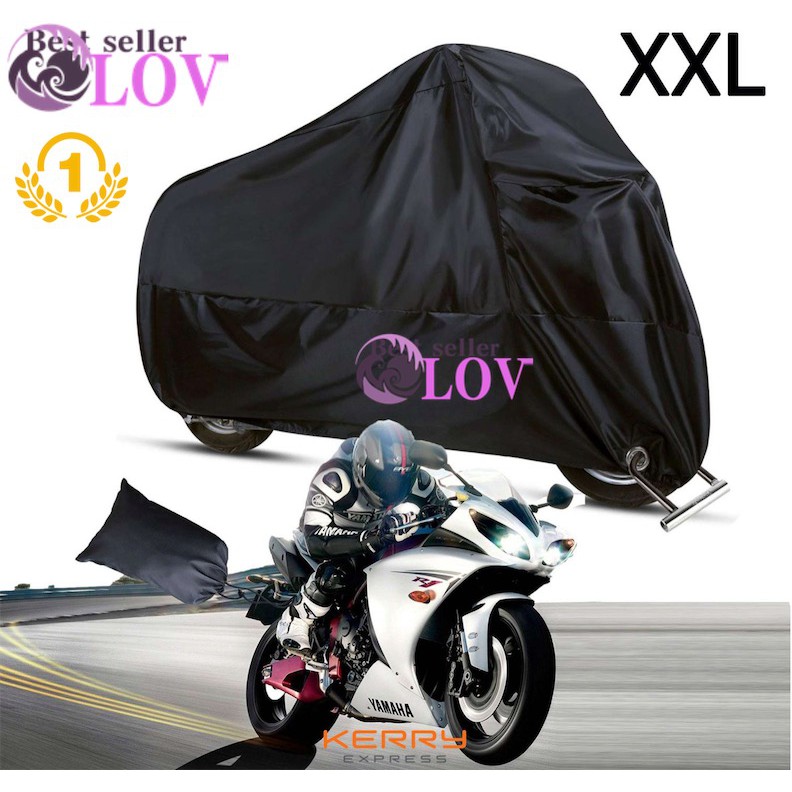 LOV Rain Waterproof Motorbike Cover XXL ผ้าคลุมรถมอเตอร์ไซค์ ผ้าคลุมบิ๊กไบค์ ผ้าคลุมจักรยานยนต์ ผ้าคลุมรถ ป้องกันแสง