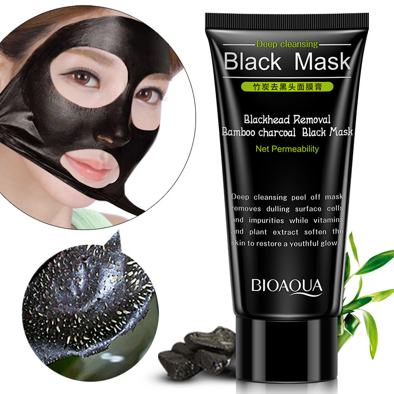 ❤️Bioaqua ❤️ครีมมาร์กหน้าลอกสิวเสี้ยน ❤️  Blackhead Remover Mask ขจัดสิวเสี้ยน สิวหัวดำ สิวอุดตัน เนื้อเจลสีดำ