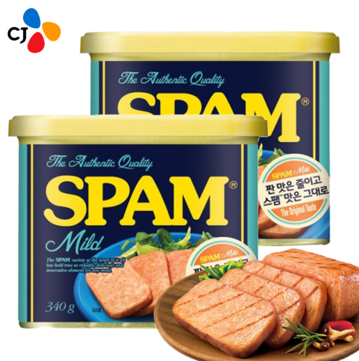 cj spam สูตร mild 340g. ลดเค็ม 25% หมูแฮมสุดฮิตจากเกาหลี
