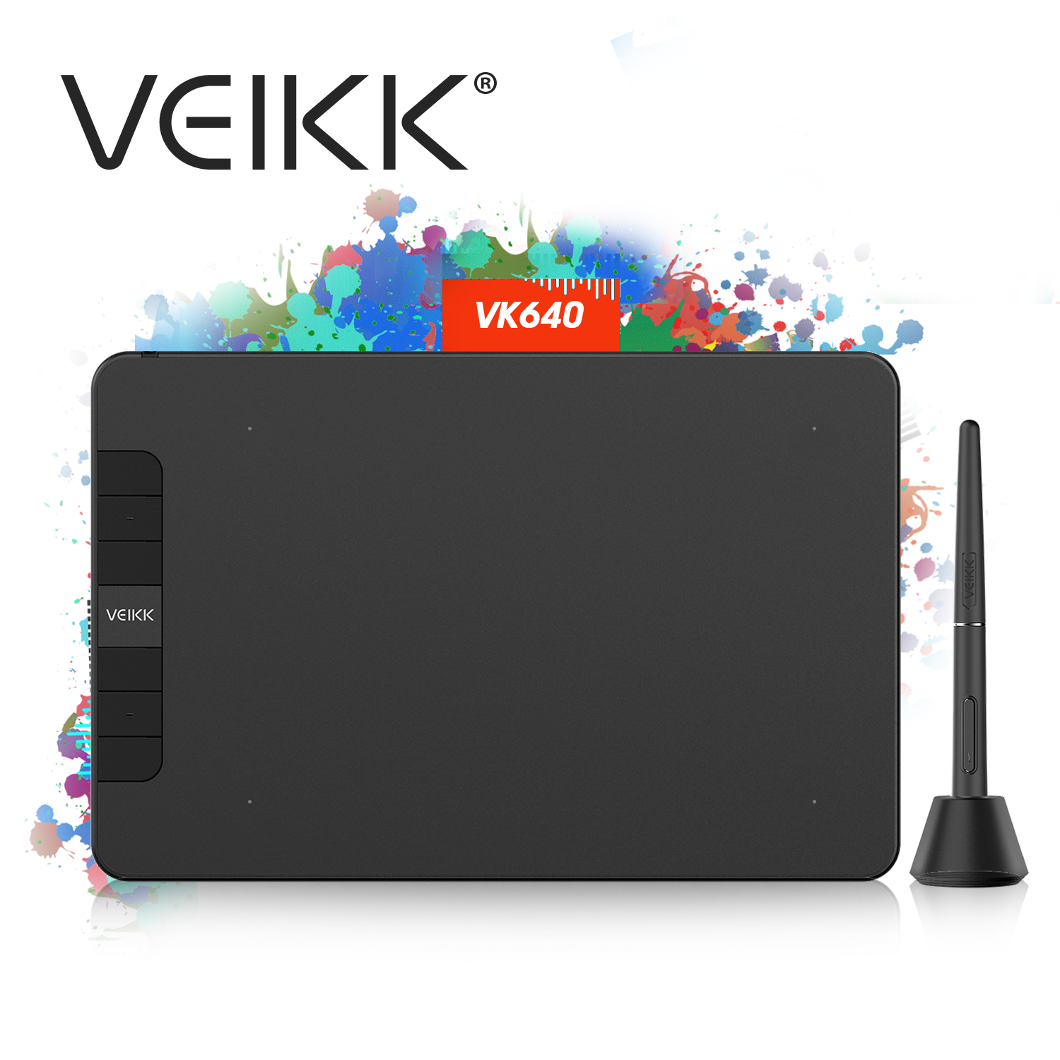 VEIKK VK640 6X4นิ้วProfessional OSUแท็บเล็ตภาพวาดดิจิตอลแผ่นรองเขียนปากกากราฟิกแท็บเล็ตแบตเตอรี่-ปากกาอิสระ (8192ระดับ)