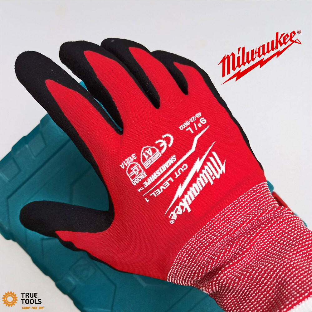 ถุงมือ​ Milwaukee 1คู่​ ไซส์​ L ​ ถุงมือคุณภาพ แตะหน้าจอทัชสกรีนได้ดี 48-22-8902