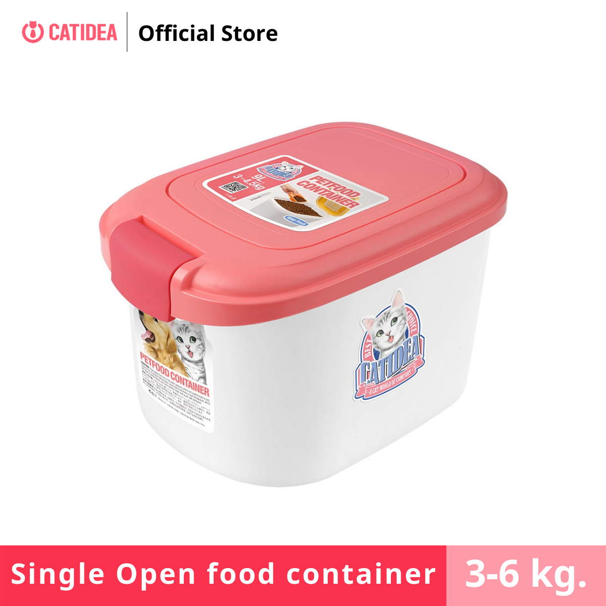 Catidea Single Open food container 3-6 kg. ถังเก็บอาหารสัตว์เลี้ยง พร้อมช้อนตัก ขนาด 3-6 กิโลกรัม