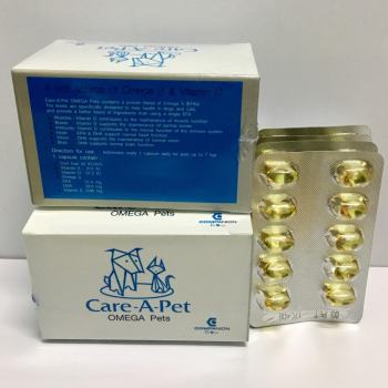 ข้อมูล Care-A-Pet OMEGA Pets วิตามิน Omega 3(EFAs)และ vit D บำรุงสุขภาพสุนัขและแมว ชนิดแคปซูล บรรจุ 50แคปซูล/กล่อง x 1กล่อง รีวิว