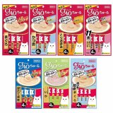 CIAO Churu Cat Snack เชา ชูหรุ ขนมแมวเลีย รุ่น 4 ซอง คละ 7 รส  ( แพ็คละ 4 ซอง x 7 ห่อ )